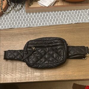 Black Quilted Belt Bag